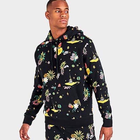 Nike sportswear black AOP outer space psychedelic mushroom sweatshirt large new - Picture 12 of 12